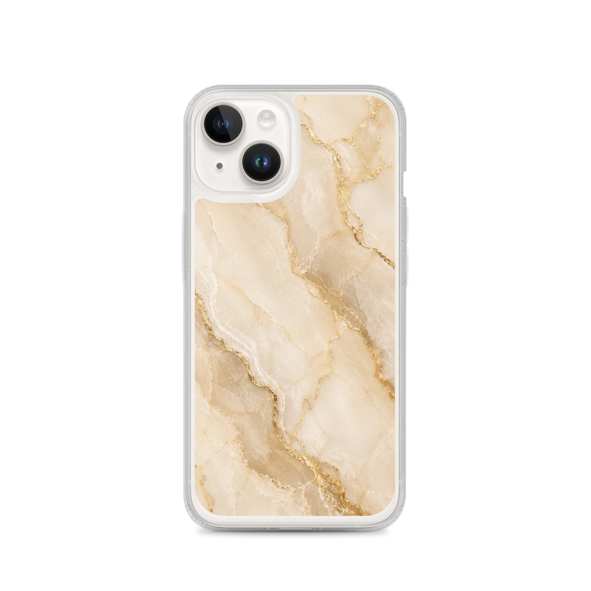 Coque MagSafe marbre beige et doré pour iPhone 14