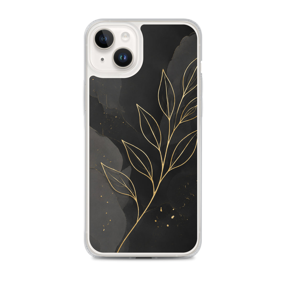 Coque MagSafe feuilles dorées noir et or pour iPhone 14 Plus