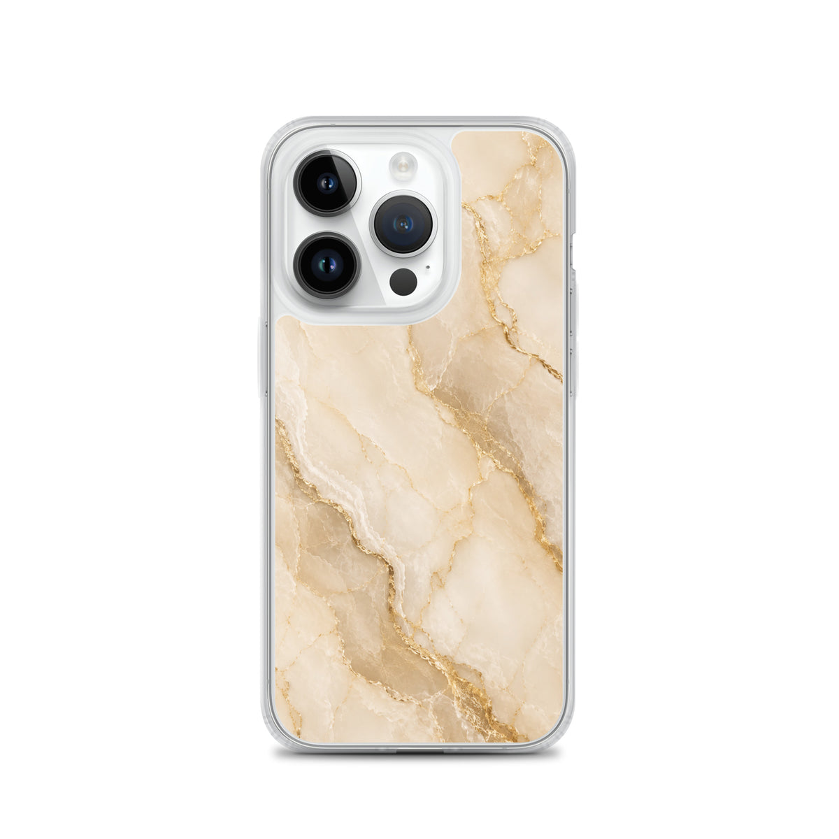 Coque MagSafe marbre beige et doré pour iPhone 14 Pro
