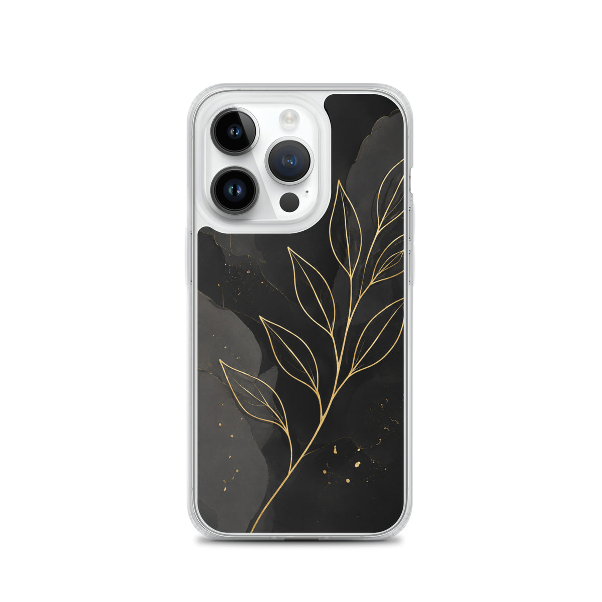 Coque MagSafe feuilles dorées noir et or pour iPhone 14 Pro
