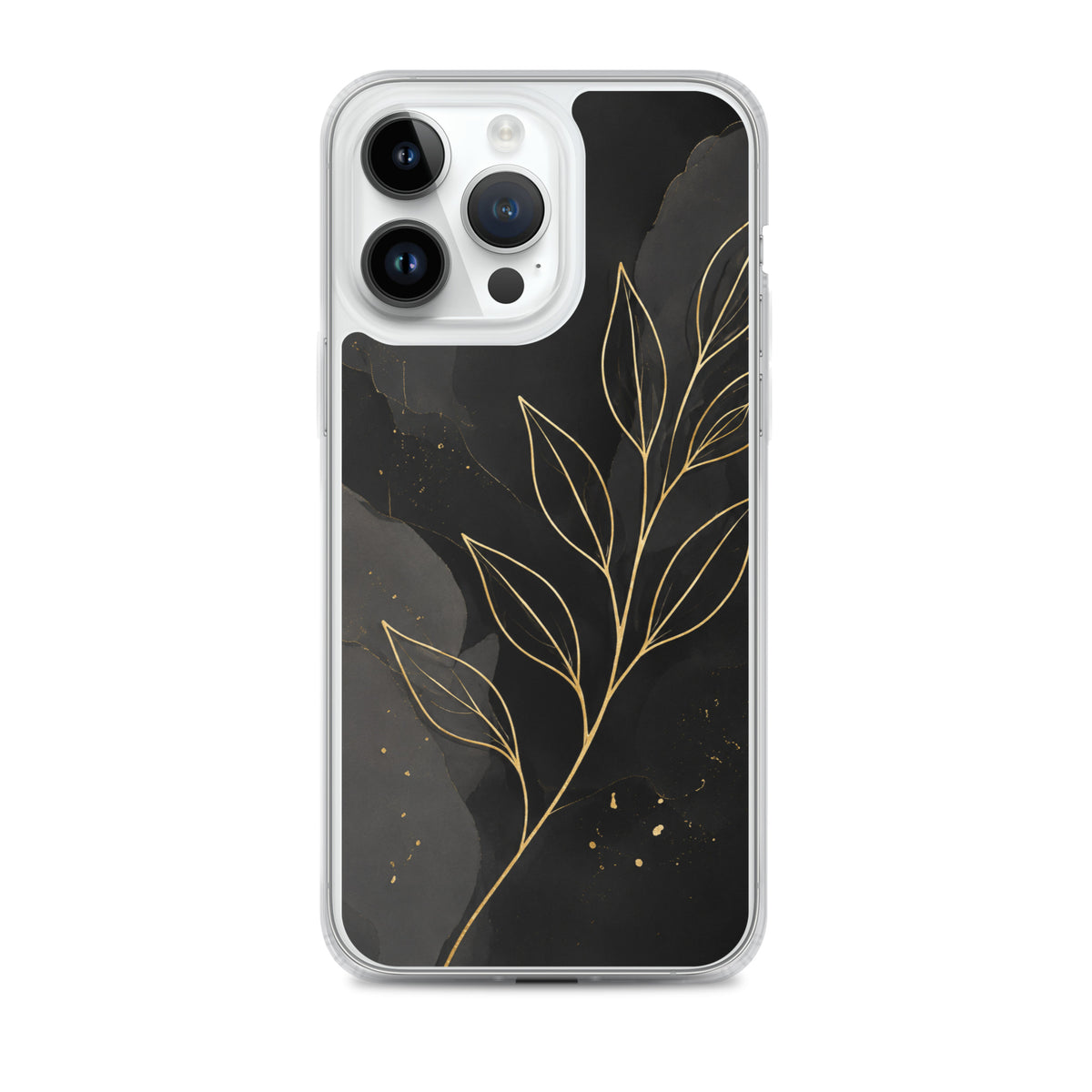 Coque MagSafe feuilles dorées noir et or pour iPhone 14 Pro Max