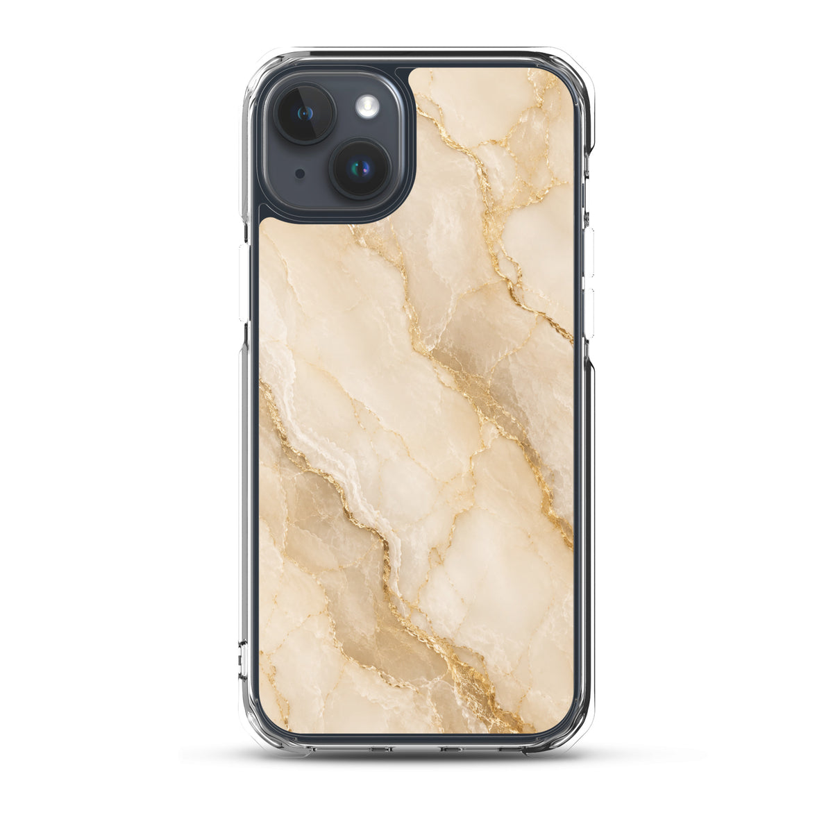 Coque MagSafe marbre beige et doré pour iPhone 15 Plus