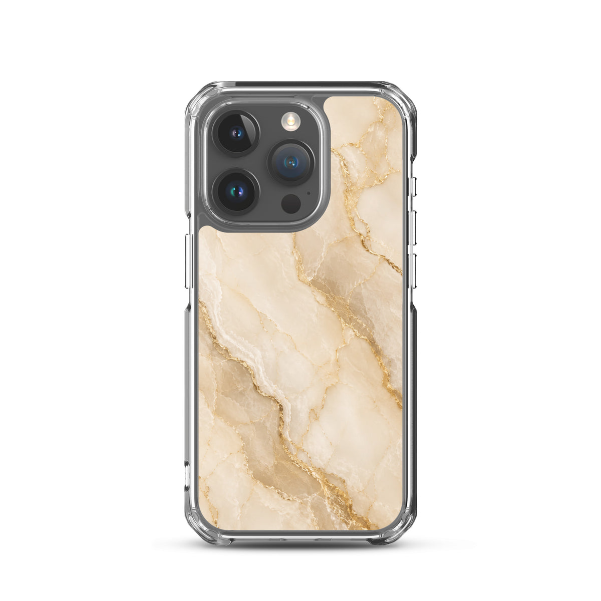 Coque MagSafe marbre beige et doré pour iPhone 15 Pro