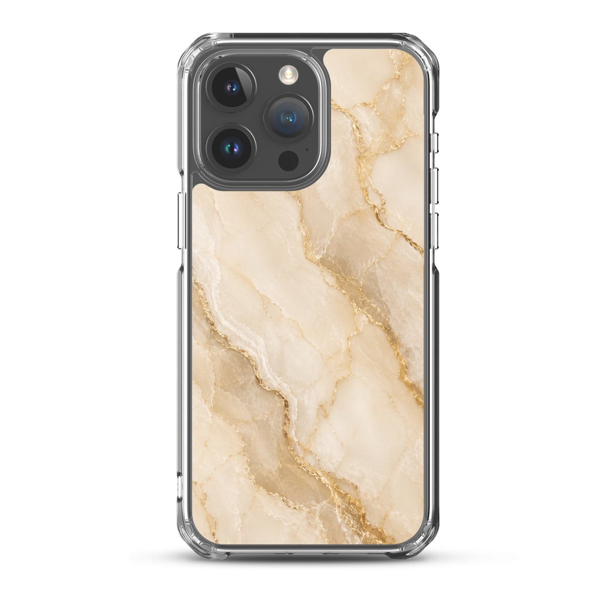 Coque MagSafe marbre beige et doré pour iPhone 15 Pro Max