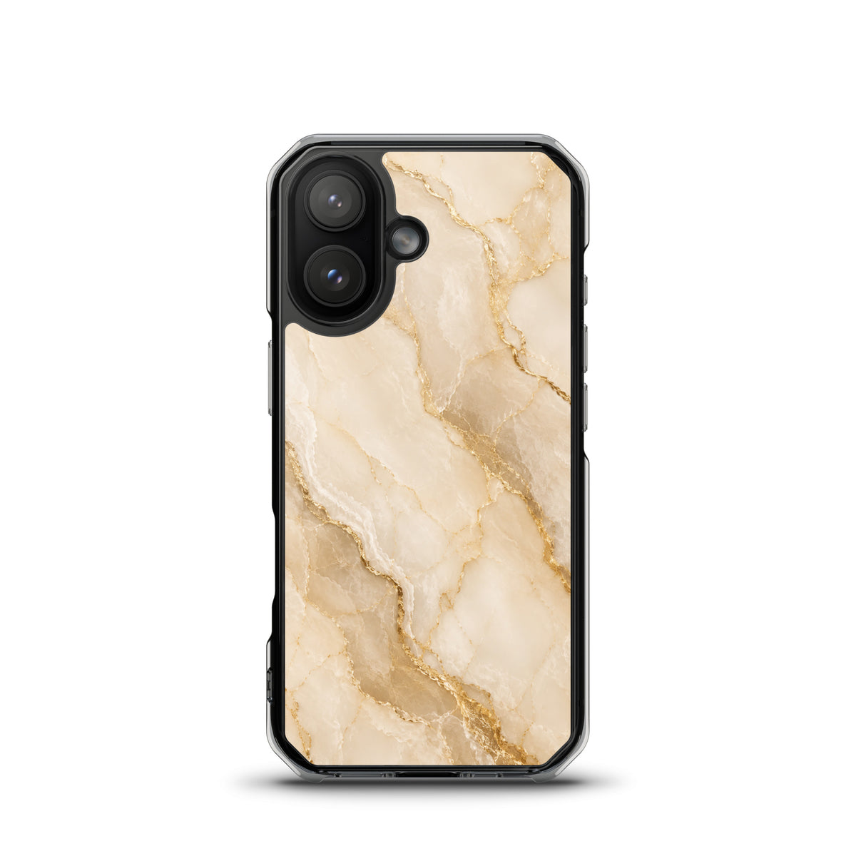 Coque MagSafe marbre beige et doré pour iPhone 17